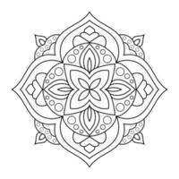 patrón de flores de mandala con estilo étnico árabe arte de contorno floral en blanco y negro indio vector