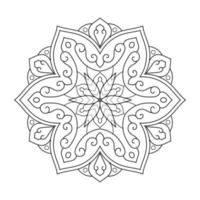 Mandala flower pattern with Arabic ethnic style Indian black and white floral outline art vector