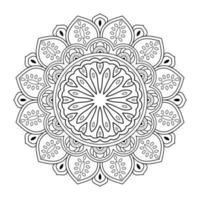 Mandala flower pattern with Arabic ethnic style Indian black and white floral outline art vector