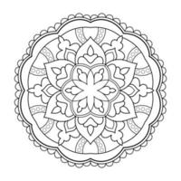 Mandala flower pattern with Arabic ethnic style Indian black and white floral outline art vector