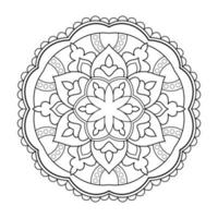 patrón de flores de mandala con estilo étnico árabe arte de contorno floral en blanco y negro indio vector