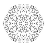 Mandala flower pattern with Arabic ethnic style Indian black and white floral outline art vector