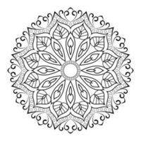 Mandala flower pattern with Arabic ethnic style Indian black and white floral outline art vector