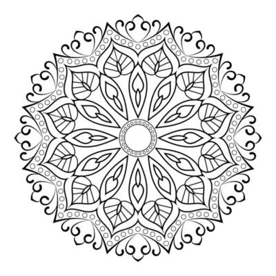 Mandala flower pattern with Arabic ethnic style Indian black and white floral outline art