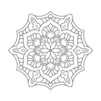 patrón de flores de mandala con estilo étnico árabe arte de contorno floral en blanco y negro indio vector