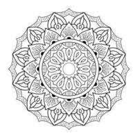 patrón de flores de mandala con estilo étnico árabe arte de contorno floral en blanco y negro indio vector