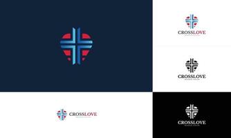 plantilla de logotipo de iglesia de cuidado de amor cruzado vector