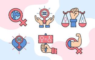 Woman Equality Day Icon Set vector