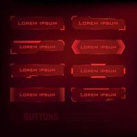 button set Techno-futuristic style sci-fi color red 4 vector