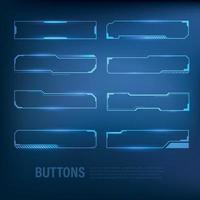 button set Techno-futuristic style sci-fi color blue vector