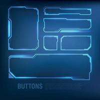 button set Techno-futuristic style sci-fi color blue 2 vector