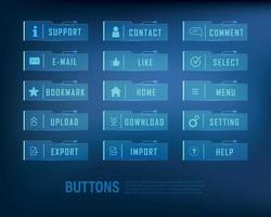 button collection sci-fi style set color blue vector