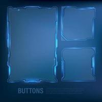 button set Techno-futuristic style sci-fi color blue 3 vector