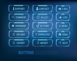 button collection sci-fi style set color blue vector