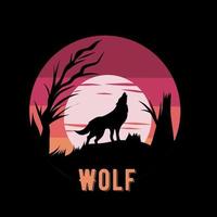 illustration vector of wolf in night perfect for print,etc.