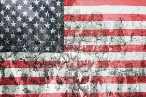 USA flog overlay on old color skin on cement wall texture for background use photo