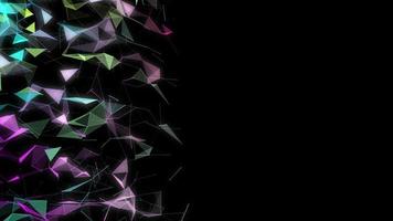 futuristische Plexus-Videoanimation, abstrakte Netzwerkknotenwelle, Plexus aus abstrakten, farbenfrohen, leuchtenden geometrischen Linien, Plexus-Netzwerke, die sich auf schwarzem Hintergrund bewegen