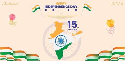 Indian Independence Day 15 August concept background with Ashoka wheel and Vector Illustration