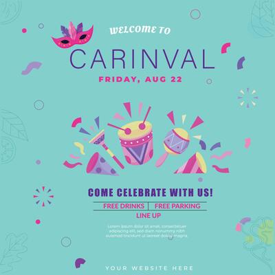 Carnival Music Festival Social Media Template Design vector illustration