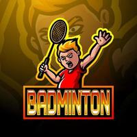Badminton esport logo mascot design vector