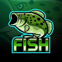 Fish esport logo mascot design vector