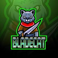 Blade cat esport logo mascot design vector