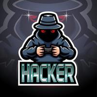 diseño de mascota de logotipo hacker esport vector