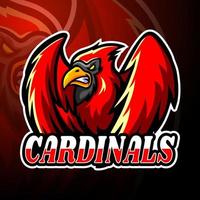 diseño de la mascota del logotipo de los cardenales esport vector