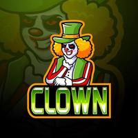 Clown esport logo mascot design vector