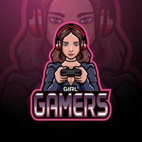 Girl gamers esport logo mascot design vector