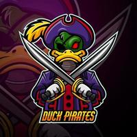 Duck pirates mascot sport esport logo design vector