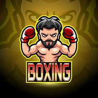 Boxing mascot sport esport logo design vector