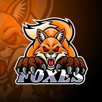 diseño de la mascota del logotipo de foxes esport vector