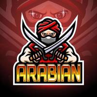 Arabian warrior esport logo mascot design vector