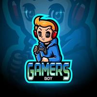 Gamer boy esport logo mascot design vector