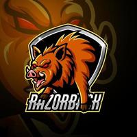 Razorback mascot sport esport logo design vector