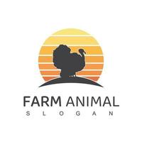 logotipo de aves de corral, icono de la empresa de granjas de animales con símbolo de gallina vector