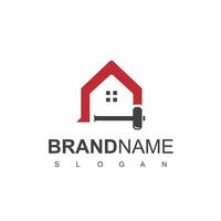 Creative Home Construction Logo With Hammer Symbol vector