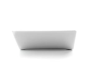 Laptop gray metalic sliver colour notebook in backside view open cover on the white background. Clipping Path. photo