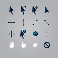 Pointer cursor icons, Computer web arrows, mouse cursors and clicking line pointer cursor, Pixel hand, pointer hand, arrow and hourglass logo vector isolated icons set