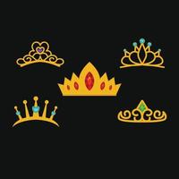 colección de vectores de corona dibujada a mano, conjunto de ilustraciones vectoriales de coronas de garabatos, cabeza real, corona de rey, corona de reina con varios diseños