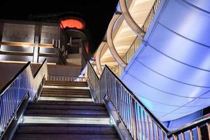 Walk way in urban city at night., Bangkok, Thailand. photo