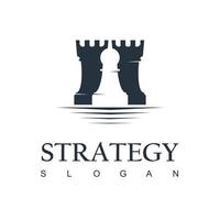 logotipo de estrategia empresarial con ilustración de icono de ajedrez vector