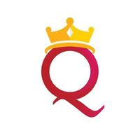 Queen Crown Logo Template With Letter Q Symbol vector