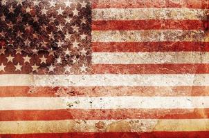 USA flog overlay on old color skin on cement wall texture for background use photo