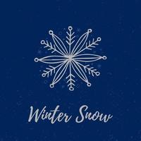 A hand-drawn snowflake. Vector illustration in doodle style. Winter mood. Hello 2023. Merry Christmas and Happy New Year. Gray element on a blue background.