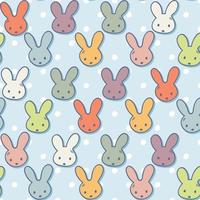 Seamless pattern with cute rabbit muzzles and polka dots vector