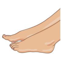 Female legs barefoot, side view. Vector illustration, hand drawn cartoon style isolated on white.