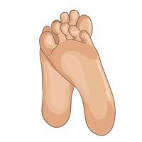 Female or male foot soles, barefoot, bottom view. Vector illustration, hand drawn cartoon style isolated on white.