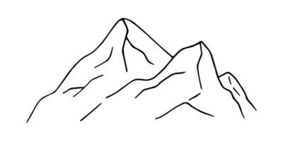 Hand drawn doodle mountains. Vector clipart. Outline.